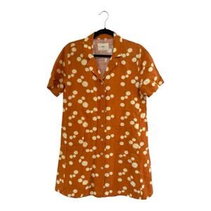 Folk Clothing Polka Dot Linen Shirt Dress Size 2/10